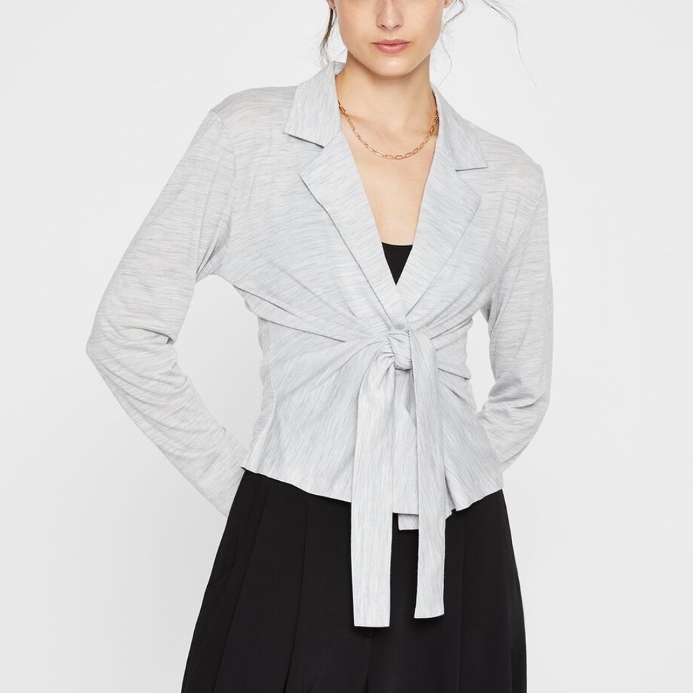 Refined Knit Wrap Top - New With Tags - NEVER WORN - Light Heather Grey